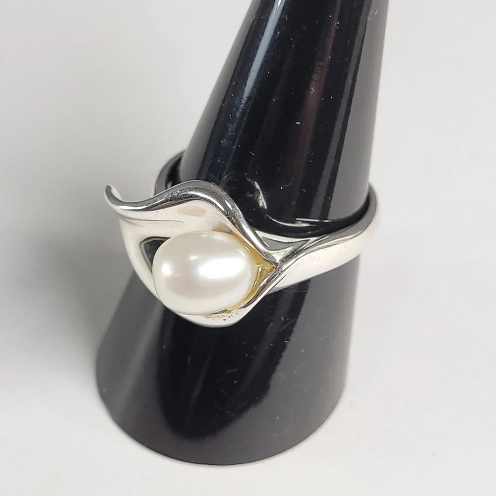 Sterling Silver Organic Bypass Pearl Ring Size 8.75‎ 925 China 5.49g